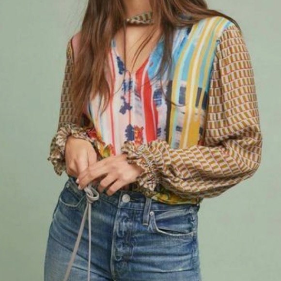 Fall Special Anthropologie Conditions Apply Retro Peasant Blouse XXS NWT - Picture 4 of 16